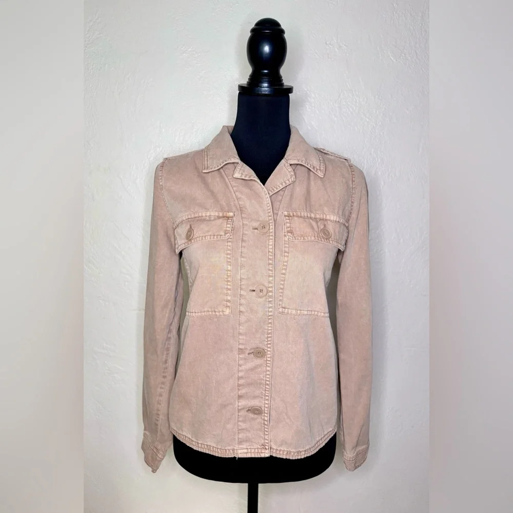 LUCKY BRAND Lightweight Utility Jacket Button Front Shacket Camel Tan Women's XS